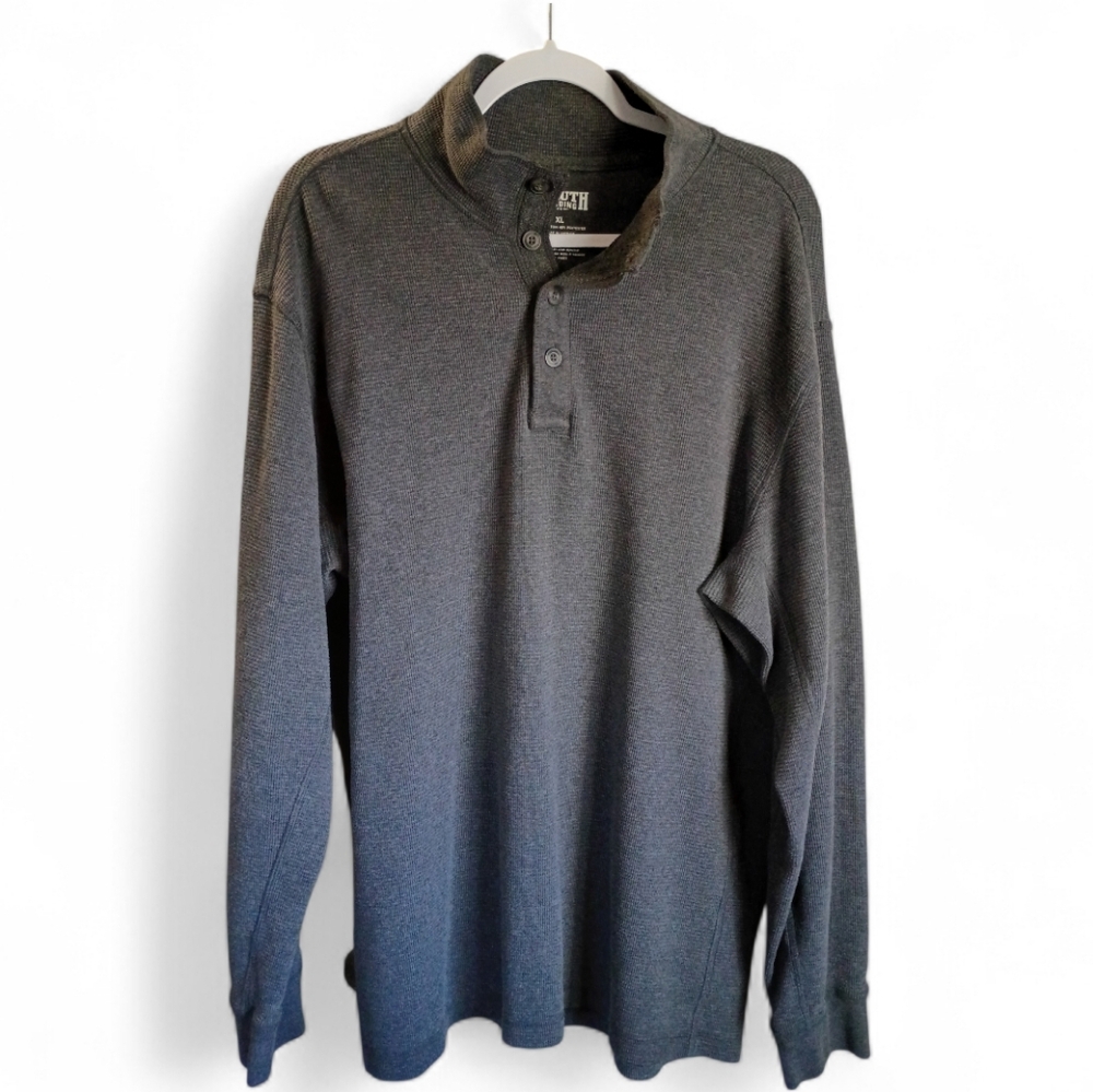 Duluth Trading Co Trim Fit Henley Shirt XL Mens Dark Grey Casual Top Outdoor